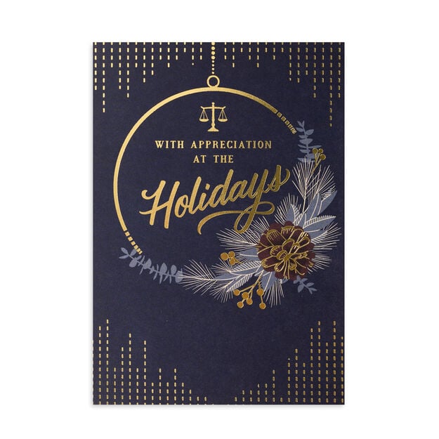 With Appreciation Scales of Justice Holiday Card