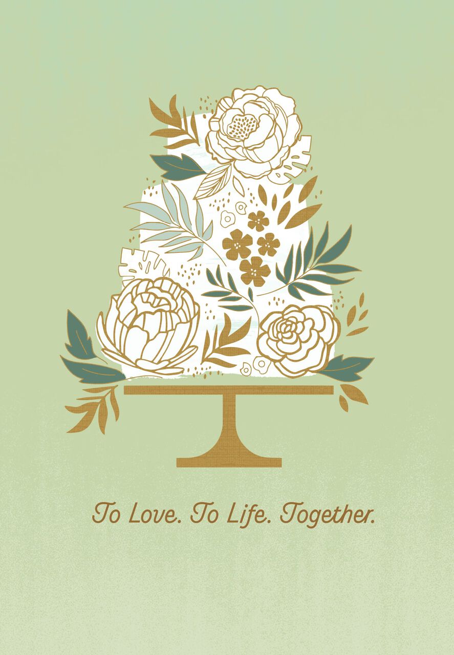 Floral Wedding Cake Wedding Card