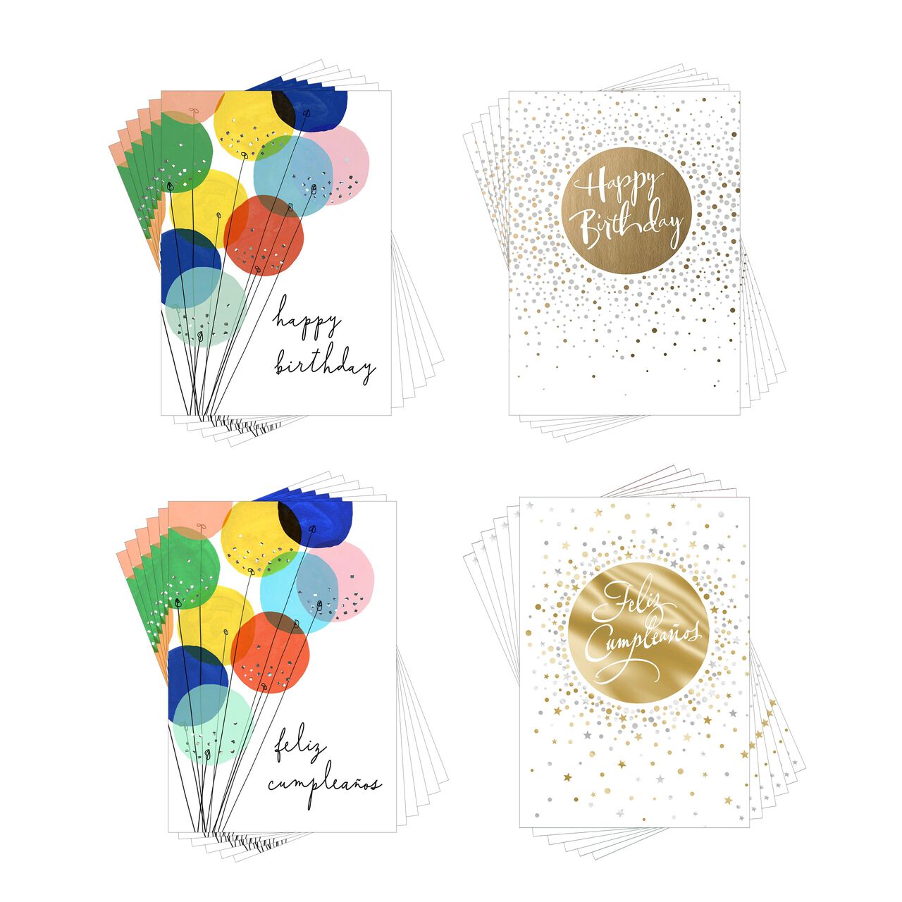 Spanish & English Mix Assorted Birthday Cards 24 Pack image number 0