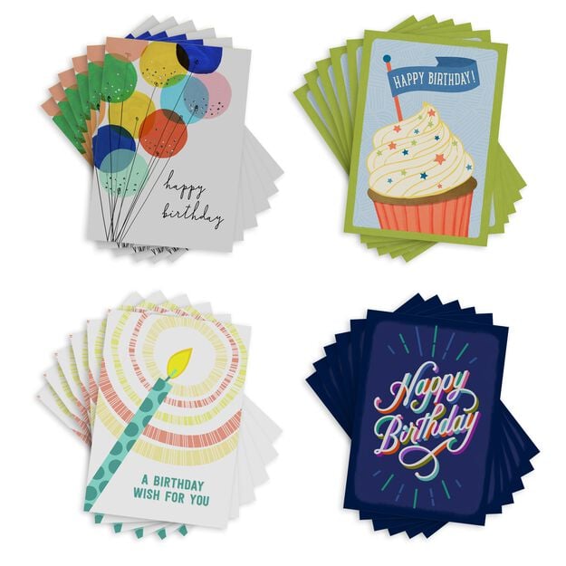 Colorful Celebration Assorted Birthday Cards 100 Pack