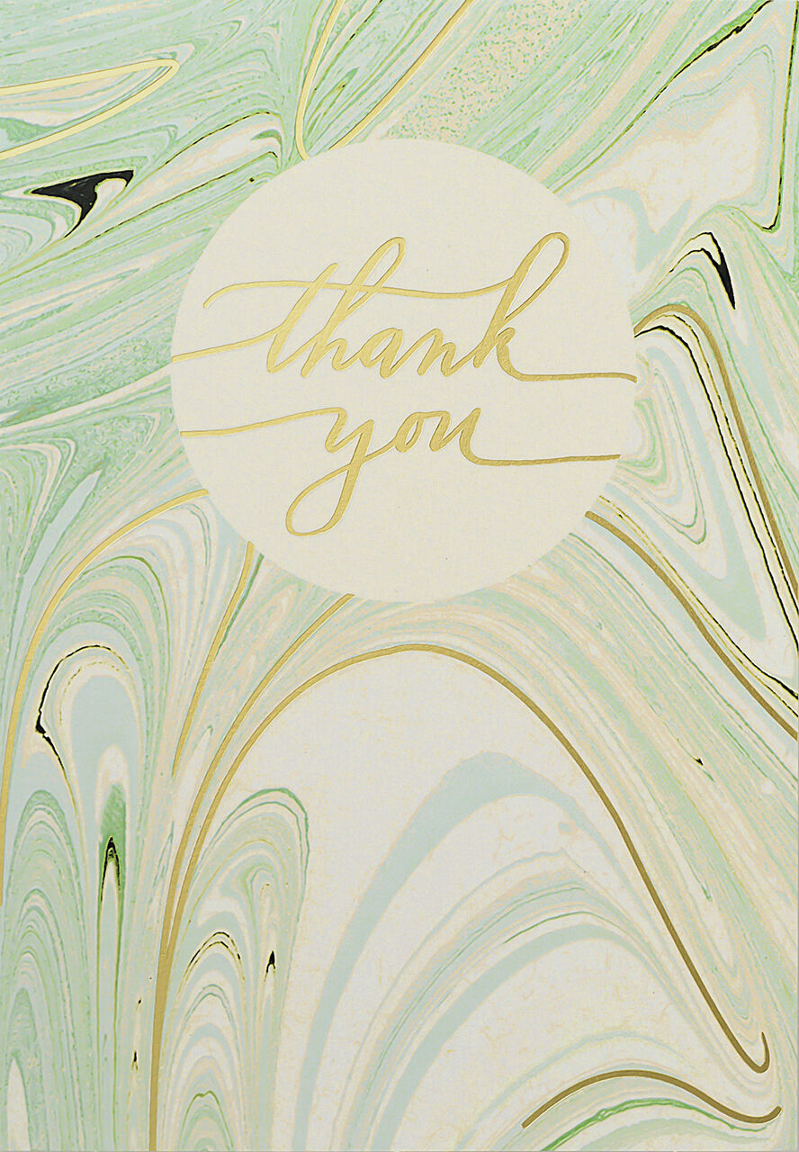 Blue & Gold Marbled Thank You Card