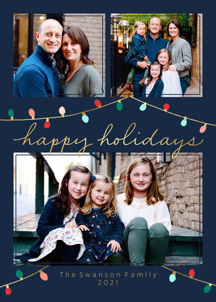 Christmas Lights Happy Holidays Multi Photo Card