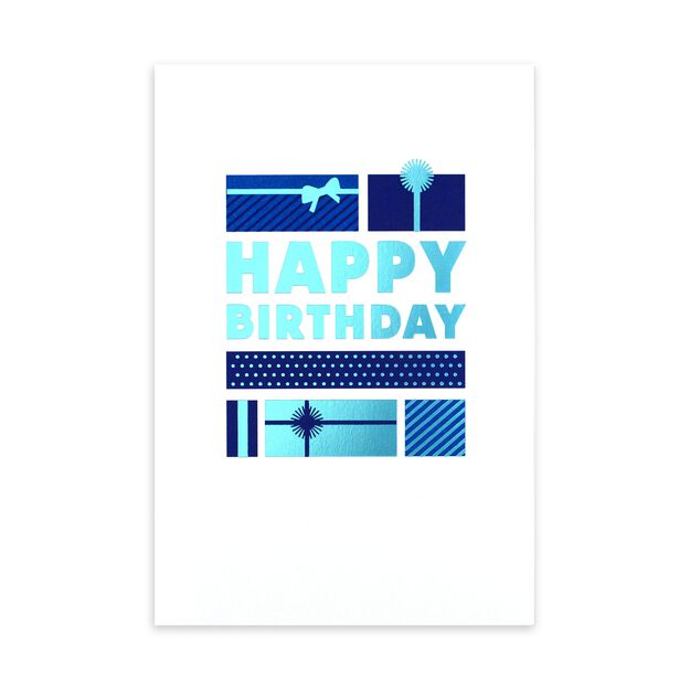 Shining Blue Presents Birthday Card