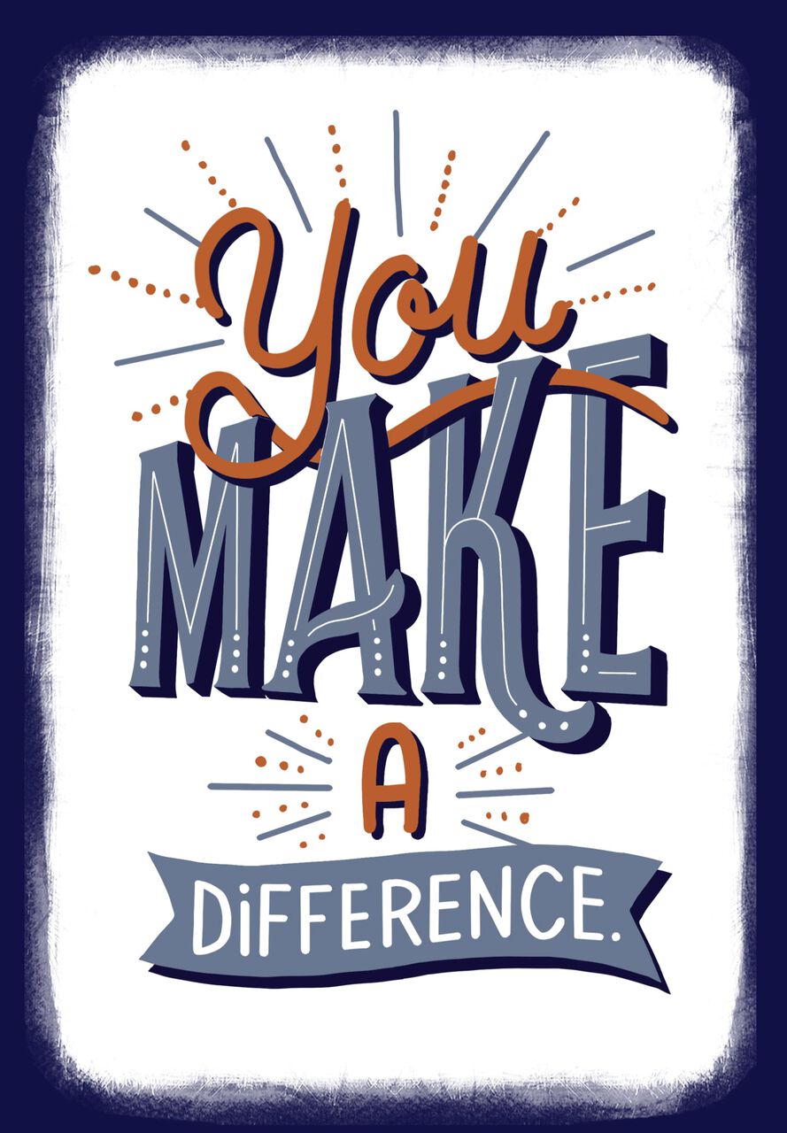 Blue, White & Orange Make A Difference Volunteer Thank You Card