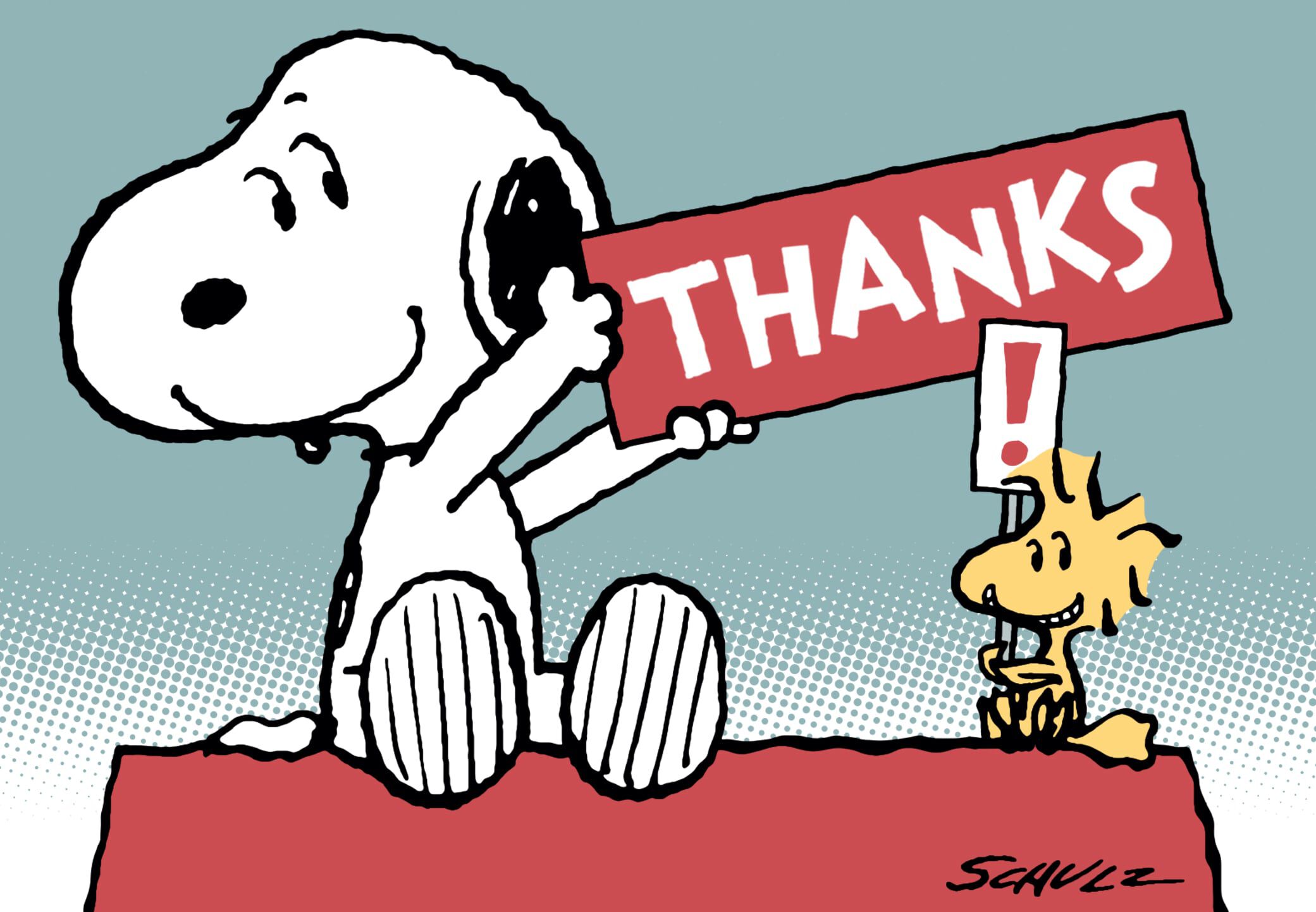 Unused Thank You Card Hallmark Snoopy with Big Thanks Schulz 