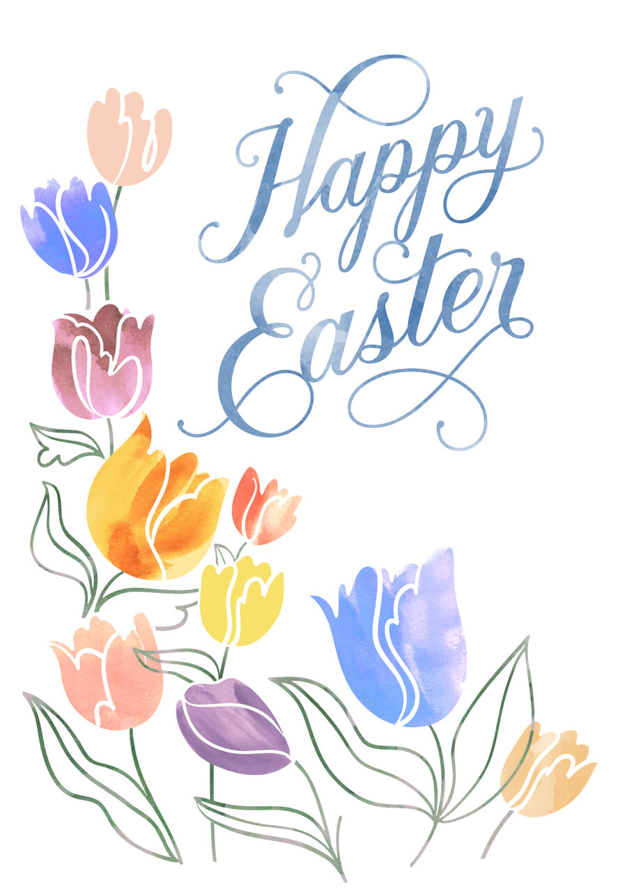 Colorful Tulips Easter Card