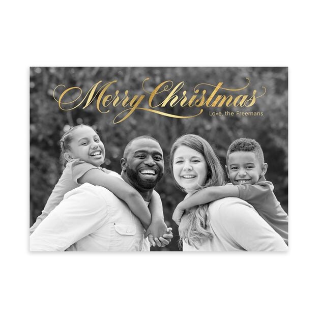 Brilliant Merry Christmas in Script Full Photo Card