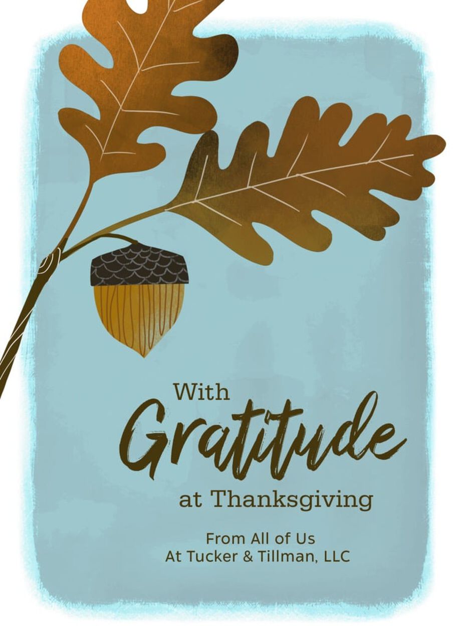 Acorn & Gratitude Customizable Thanksgiving Card