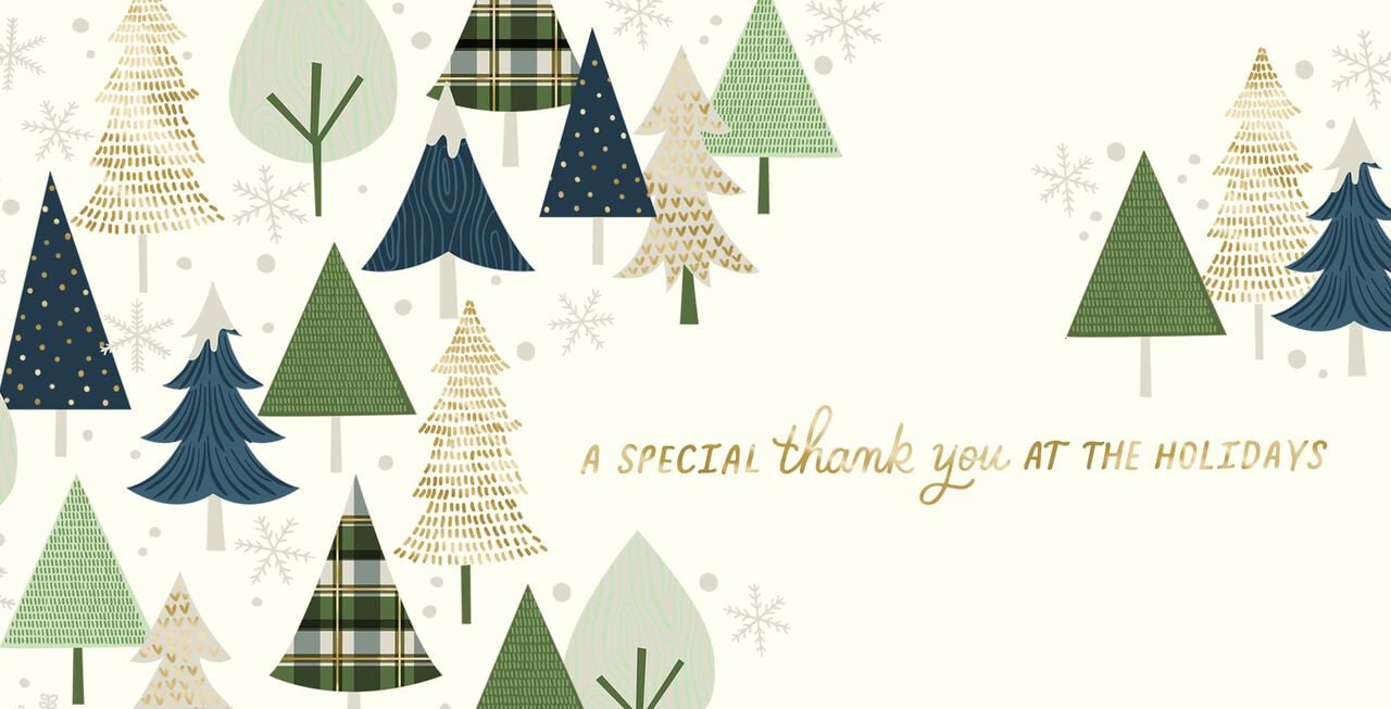 Special Thank You Festive Trees Holiday Money Holder