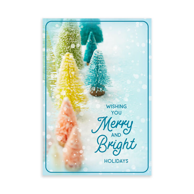 Merry & Bright Colorful Trees Holiday Cards