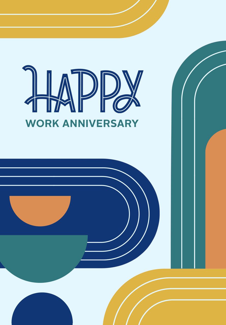 Colorful Curves Work Anniversary Card