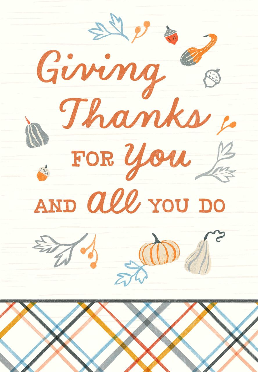Giving Thanks for You Appreciation Thanksgiving Cards