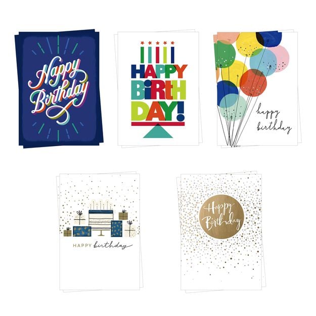 Balloon Bouquet Assorted Birthday Cards 10 Pack