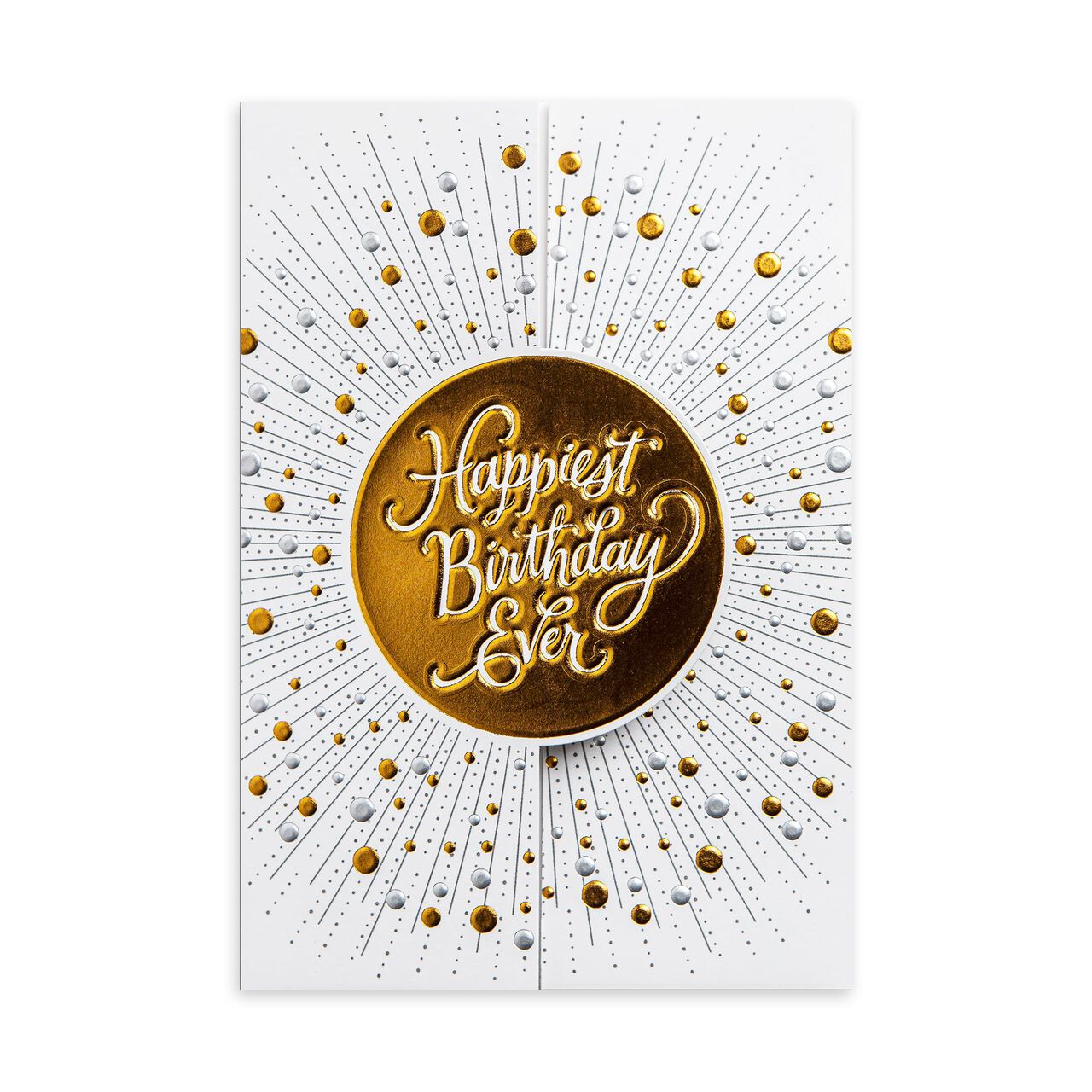 Happiest Ever Gold on White Premium Birthday Card image number 0