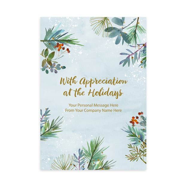 Evergreen & Berries Customizable Cover Holiday Card