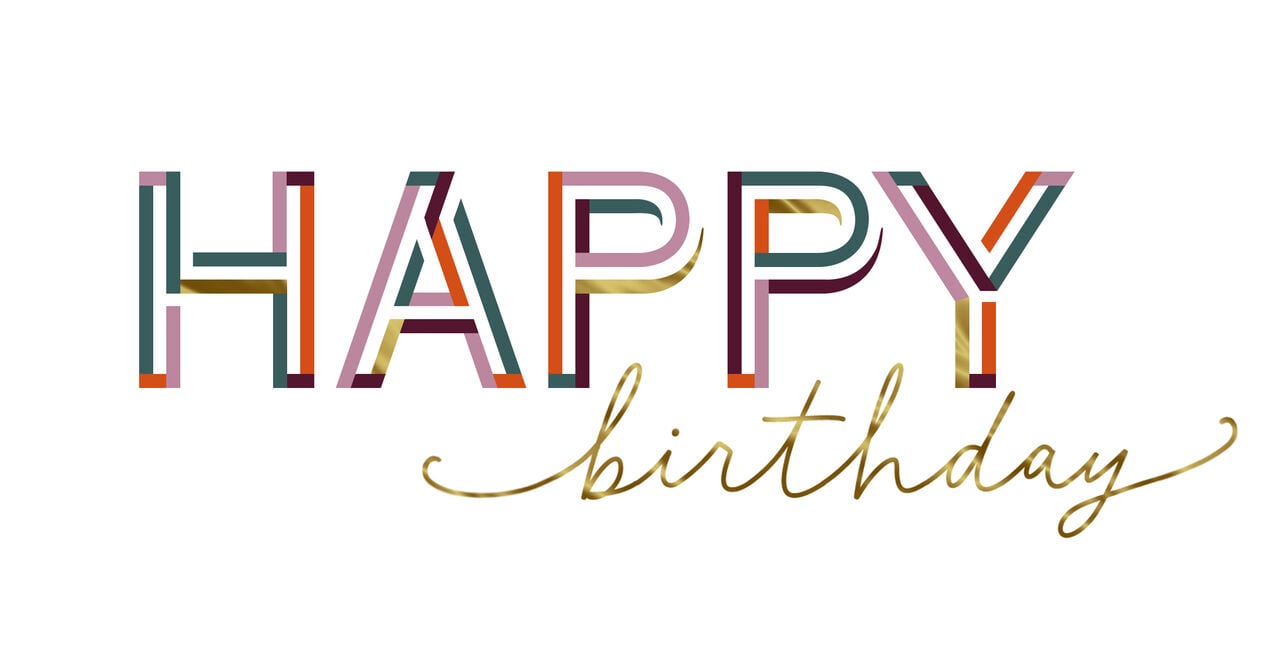Stately Gold Foil Lettering Happy Birthday Card