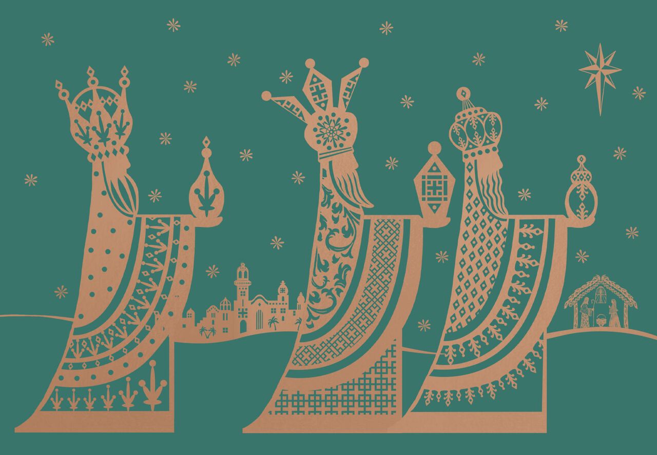 Wise Men With Gifts Spanish 3 Kings Day & Christmas Card