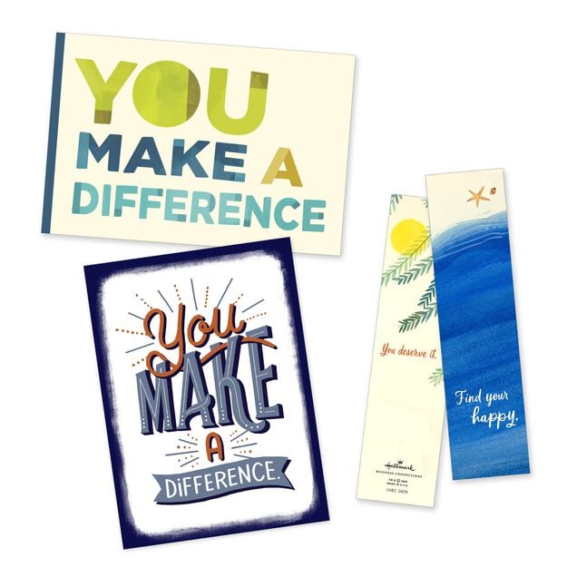 Teacher Appreciation Gift Sets - Affirming Cards & Beachy Bookmarks Set of 25 (50 items)