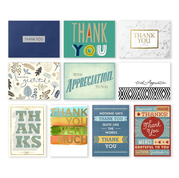 Classic Appreciation Assorted Thank You Cards 50 Pack
