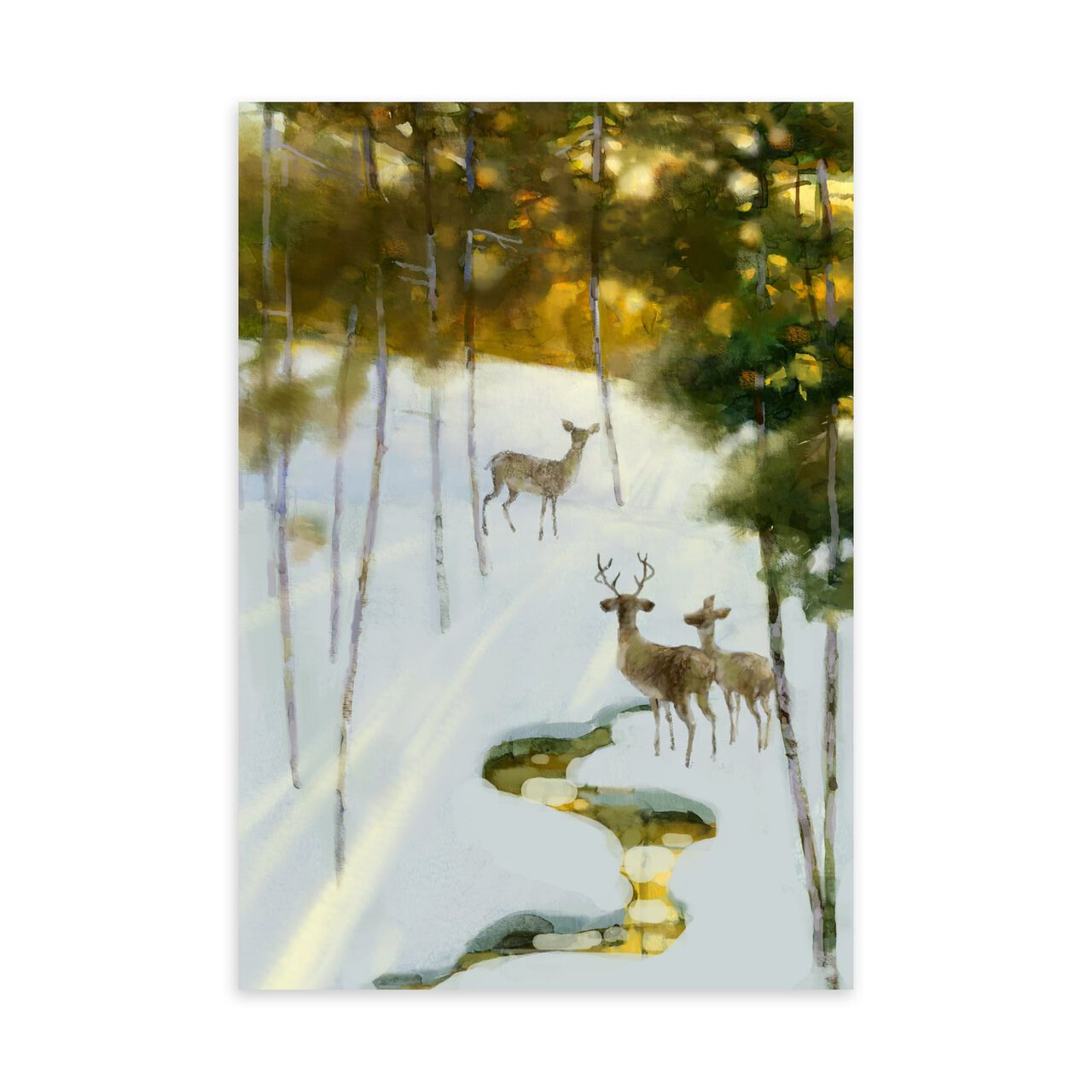 Deer in Snow Holiday Card image number 0
