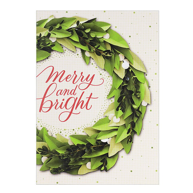 Merry & Bright Paper Wreath Holiday Card
