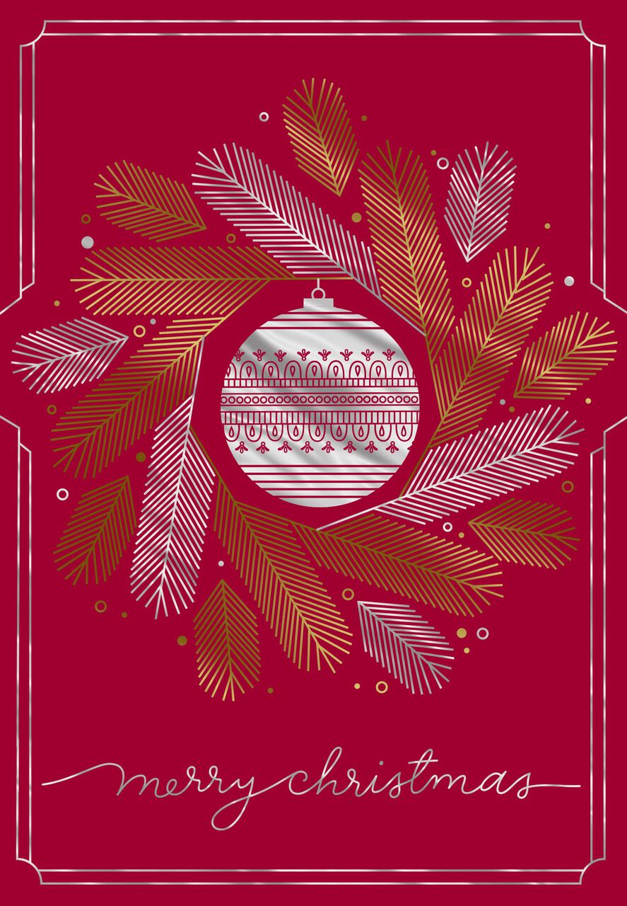 Gold & Silver Ornament Premium Christmas Cards