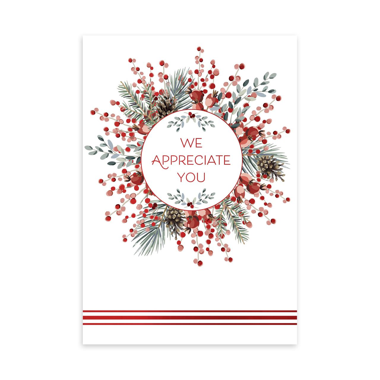 Berry & Evergreen Wreath Holiday Appreciation Card image number 0