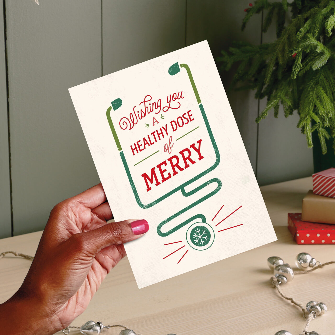 Healthy Dose of Merry Stethoscope Holiday Card image number 1