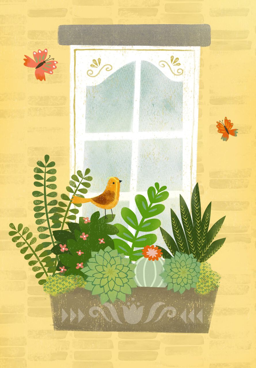 Succulent Garden Window New Home Card