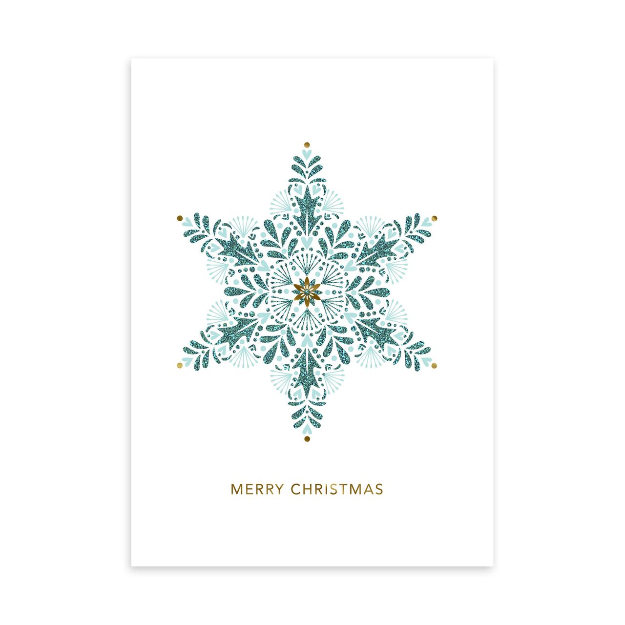 Glittering Green Snowflake Premium Christmas Card image number 0