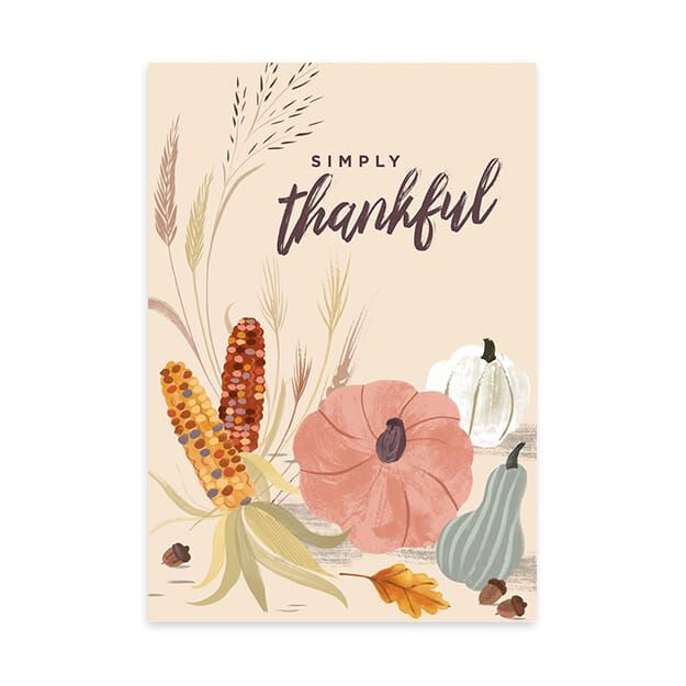Pumpkins, Corn & Simply Thankful Thanksgiving Card