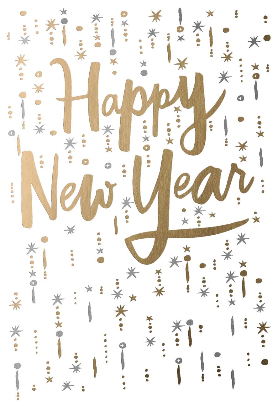 Gold & Silver Happy New Year Card