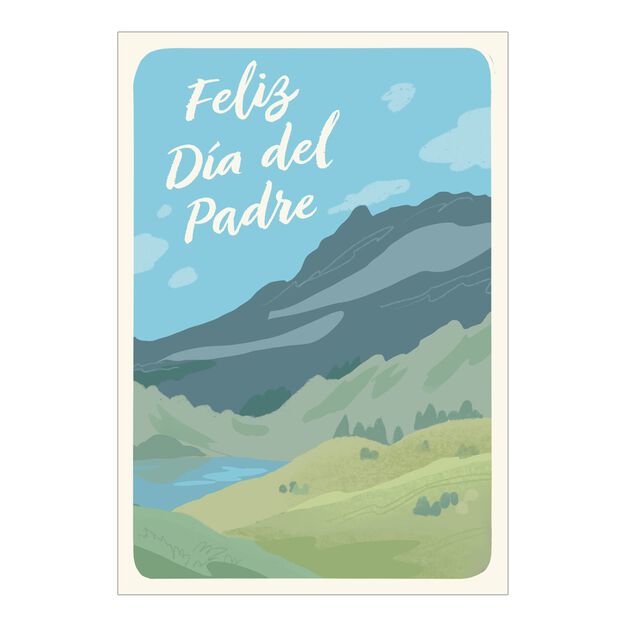 Mountain & Stream Illustration Spanish Father's Day Card