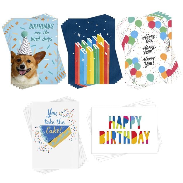Colorful Collection Assorted Birthday Cards 25 Pack