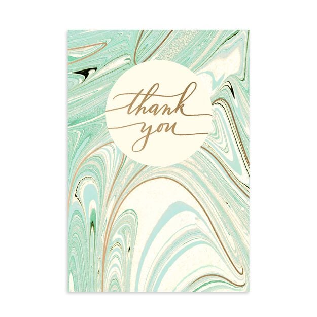Blue & Gold Marbled Thank You Card