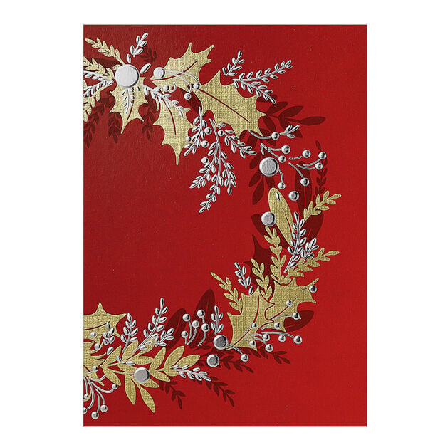 Gold & Silver Wreath Premium Holiday Card
