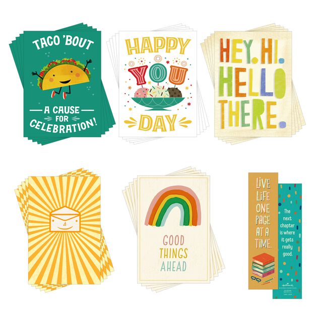 Kid-Friendly Assorted Encouragement Gift Sets - Fun Cards & Bookish Bookmarks (Set of 25)