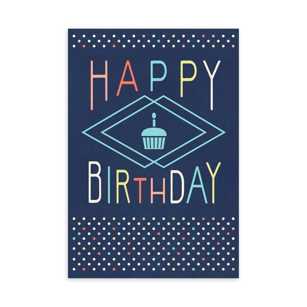 Cupcake on Blue Birthday Card