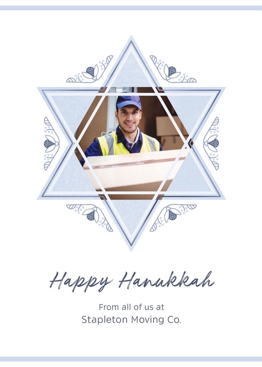Blue Star of David Happy Hanukkah Photo Card