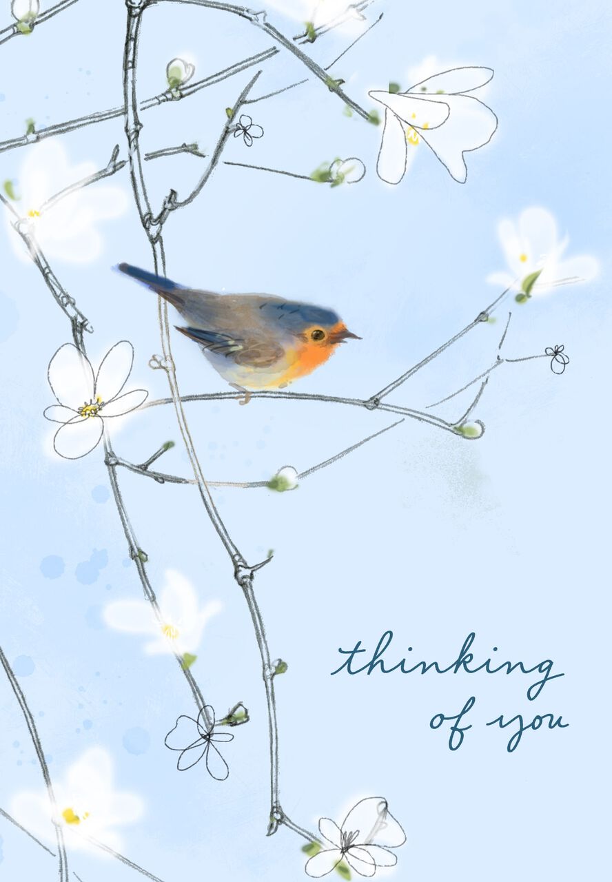 Bird on Branch Thinking of You Card