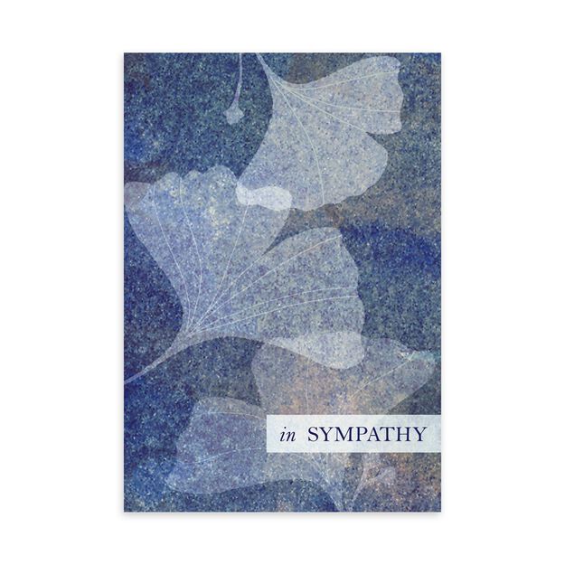 Blue & Silver Ginkgo Leaves Sympathy Card