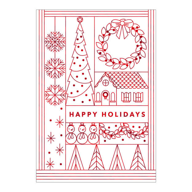 Red Line Art Holiday Card