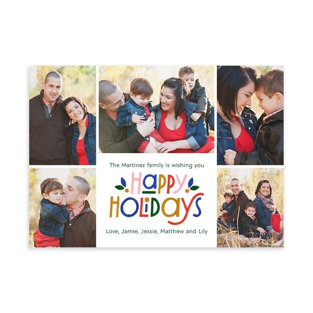 Colorful Happy Holidays Multi Photo Card