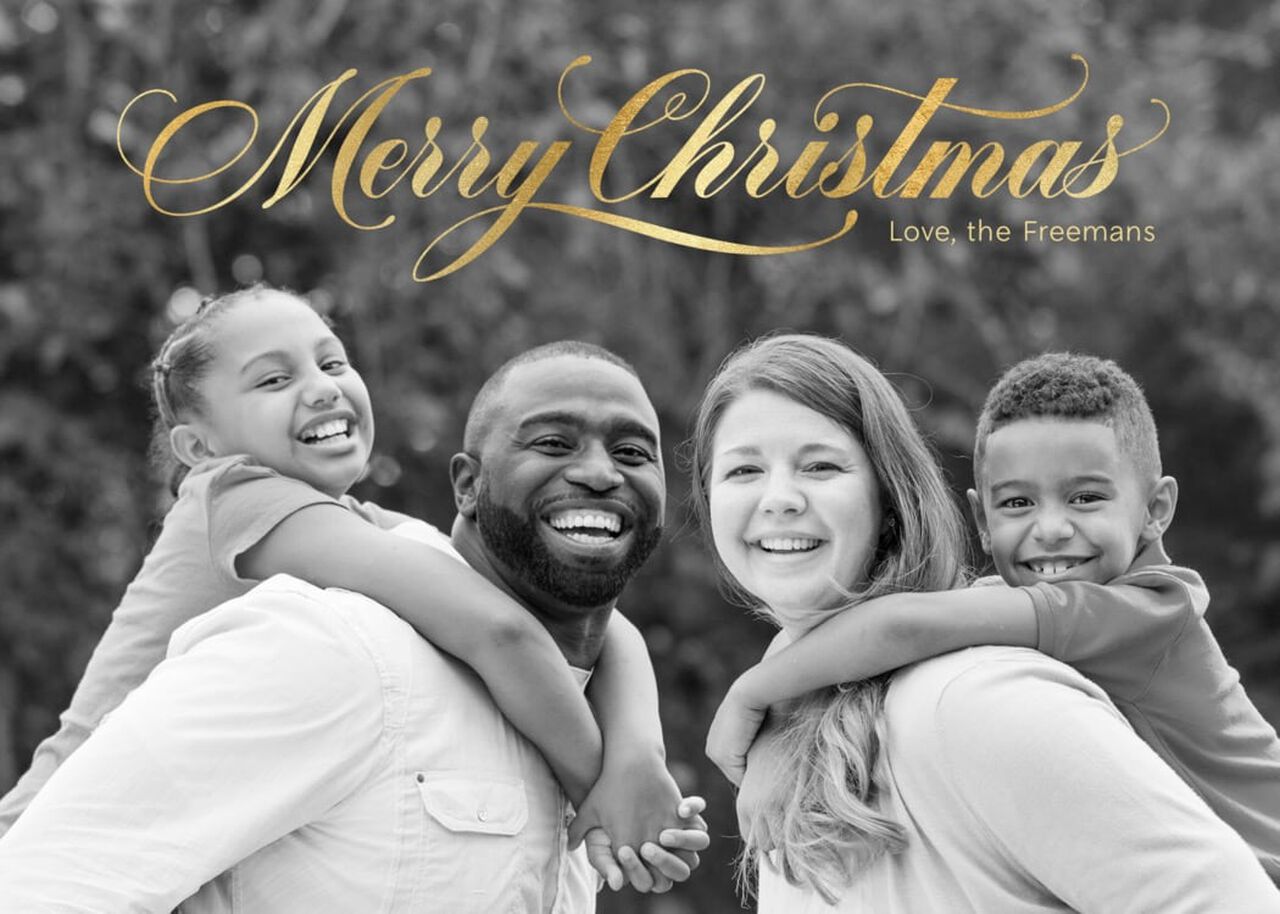 Brilliant Merry Christmas in Script Full Photo Card