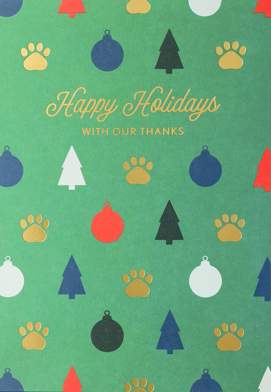 With Our Thanks Pet Paws Holiday Card