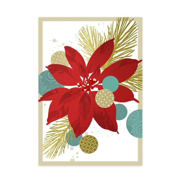 Red Poinsettia Premium Holiday Card