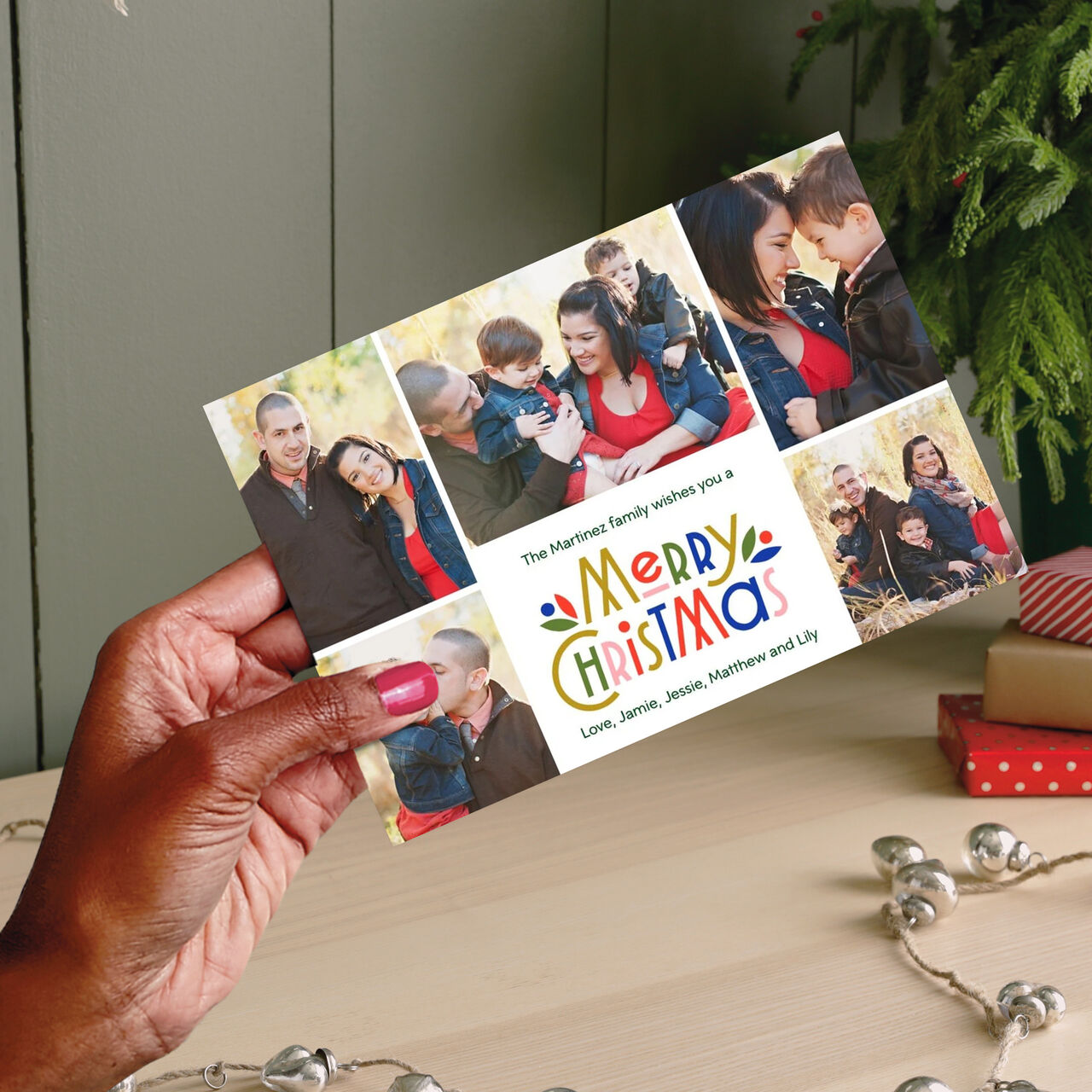 Colorful Merry Christmas Multi Photo Card image number 1