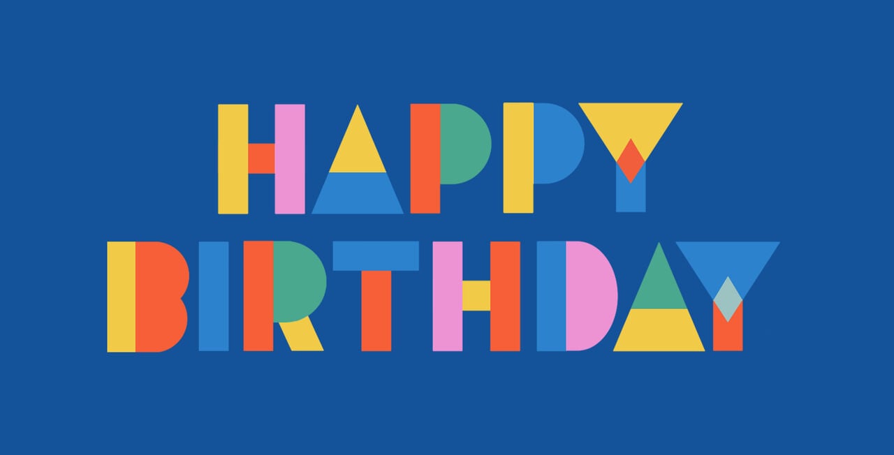 Color Block Letters Birthday Card