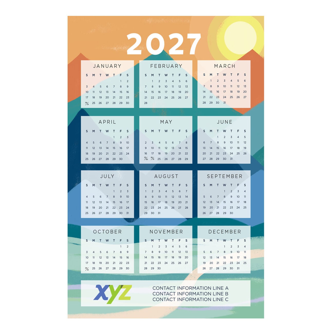 Mountain Sunrise 2027 Magnetic Calendar image number 0