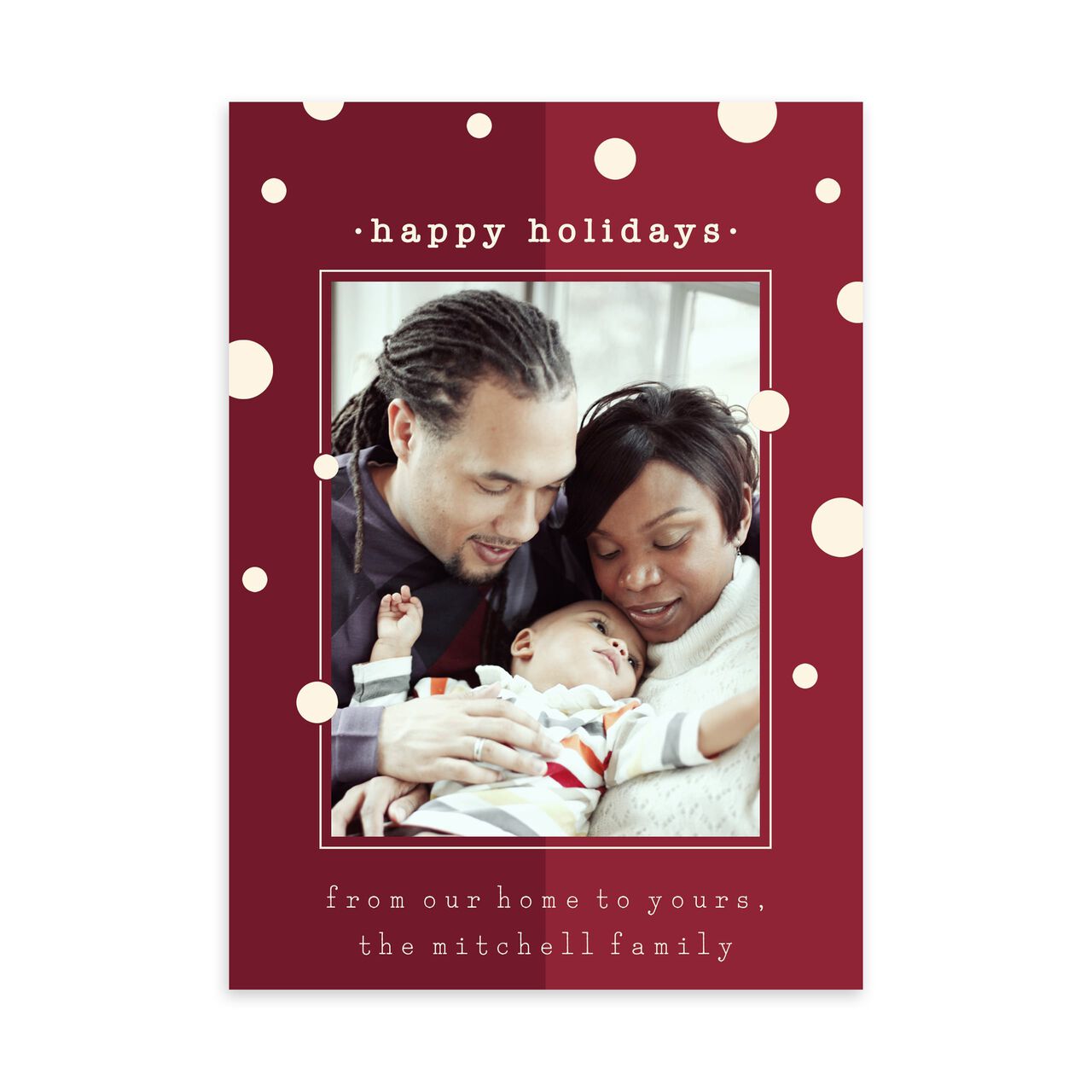 White Dots & Red Happy Holidays Photo Card image number 0
